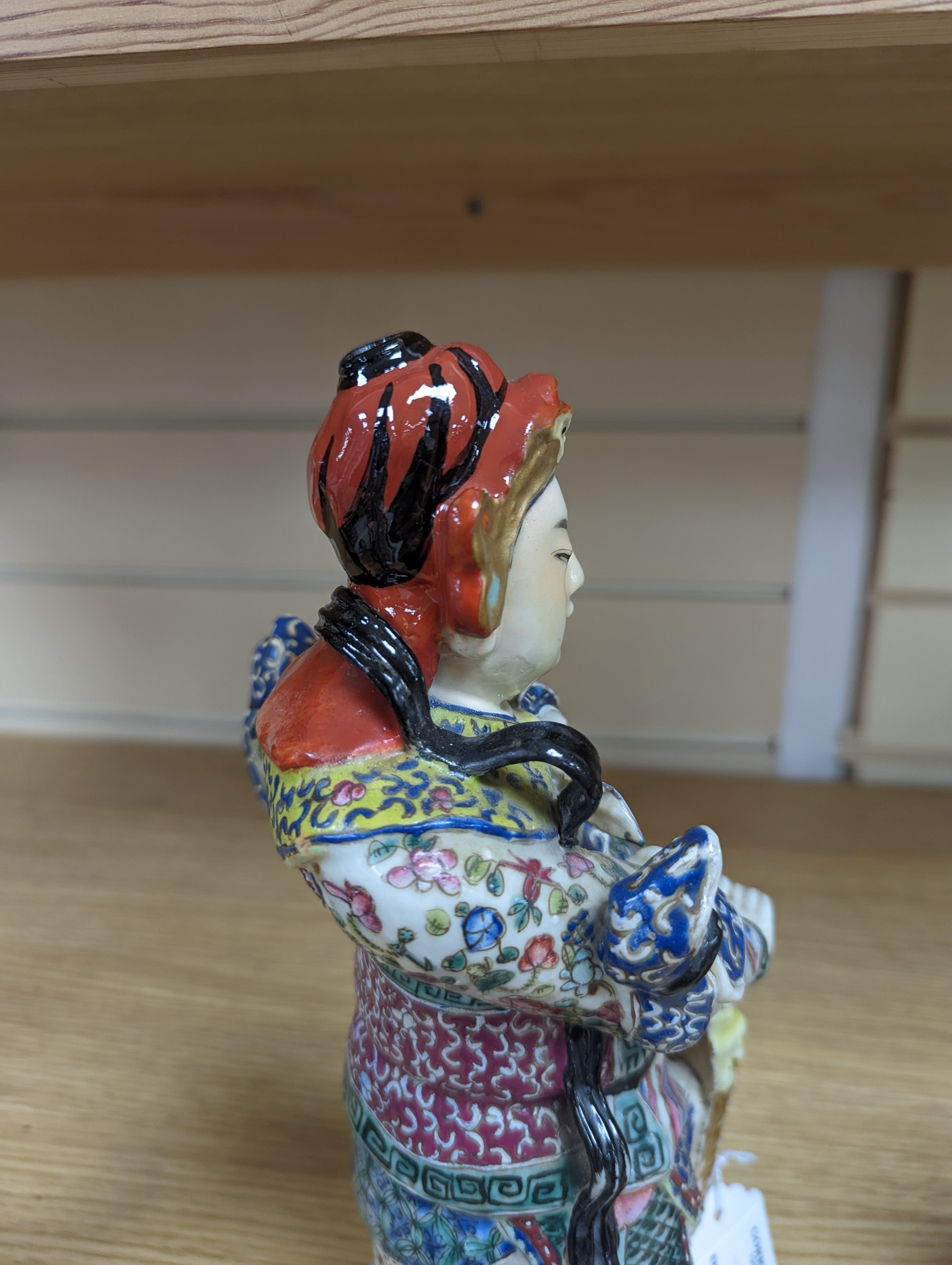 A Chinese enamelled porcelain figure of a General, Republic period, 26cm